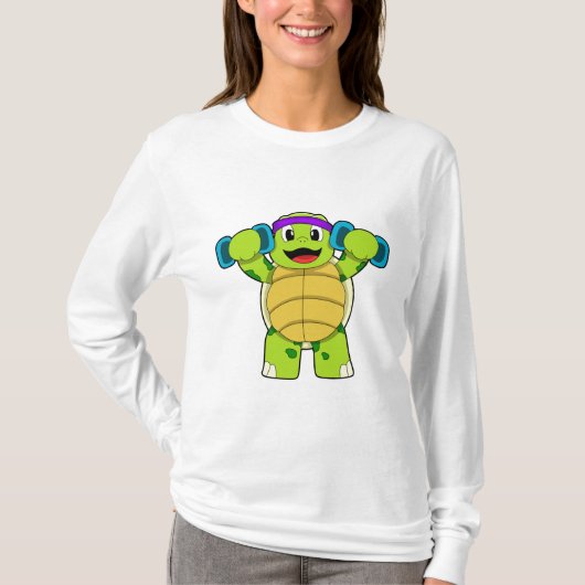 Turtle at Strength Training & Dumbells T-Shirt (Vorderseite)