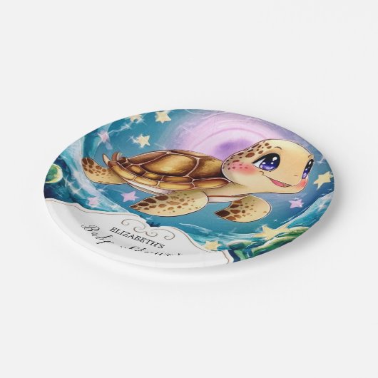 Turtle Baby Dusche Pappteller (Schrägansicht)