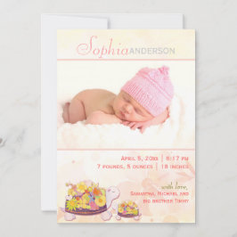 Turtle Baby Girl Foto Birth Ankündigung