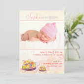 Turtle Baby Girl Foto Birth Ankündigung (Stehend Vorderseite)