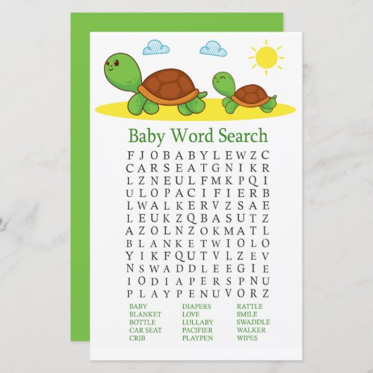 Turtle Baby Shooter Word Search Game (Vorne/Hinten)