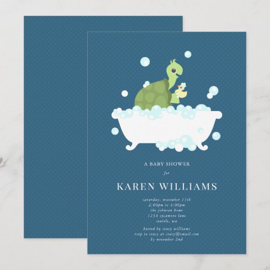 Turtle Baby Shower Einladung (Vorne/Hinten)