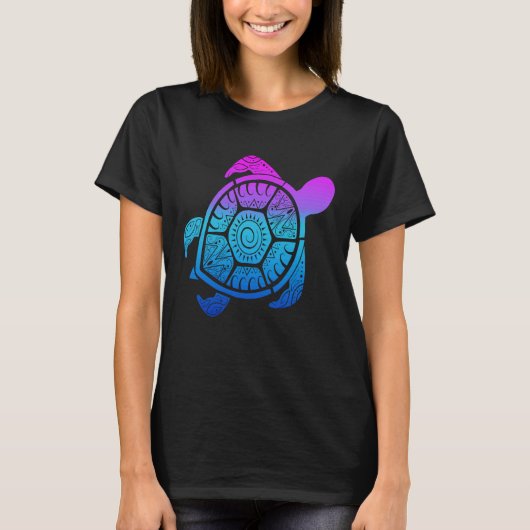 Turtle Back Mandala Carapace Turtle Swimming T-Shirt (Vorderseite)
