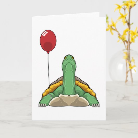 Turtle Balloon Karte (Gelbe Blume)