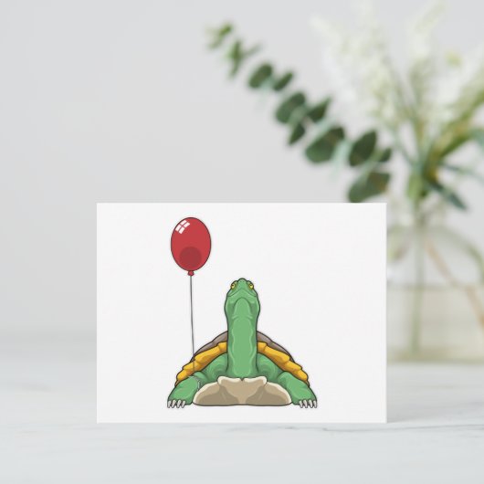 Turtle Balloon Postkarte (Stehend Vorderseite)