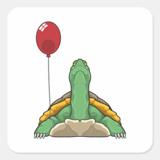Turtle Balloon Quadratischer Aufkleber (Vorderseite)