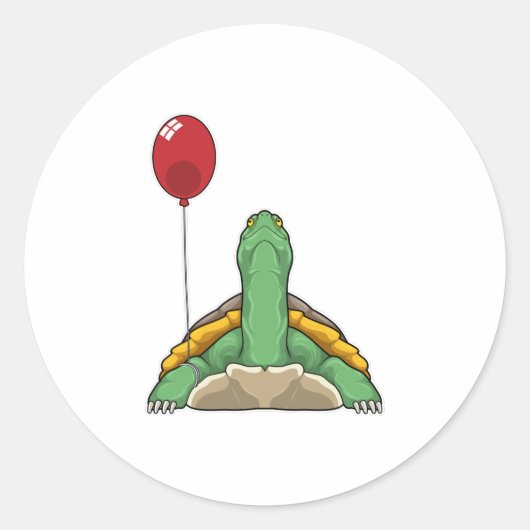 Turtle Balloon Runder Aufkleber (Vorderseite)