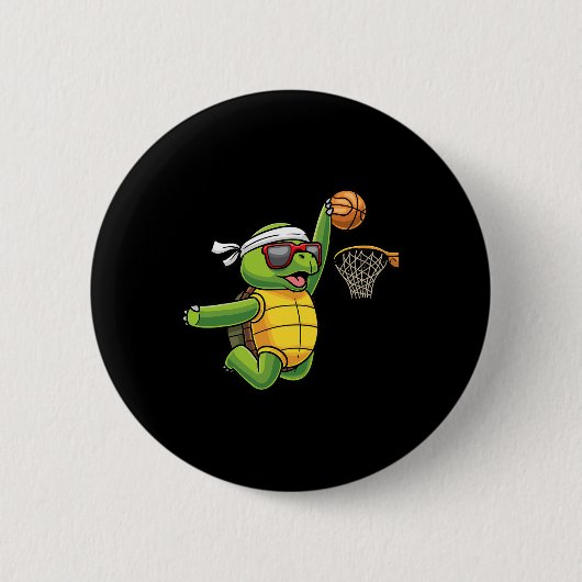 Turtle Basketball Sport Meer Tortoise Play Button (Vorderseite)