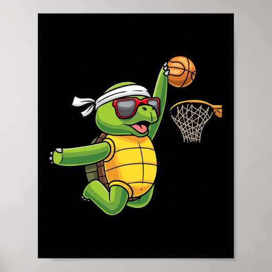 Turtle Basketball Sport Meer Tortoise Play Poster (Vorne)