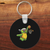Turtle Basketball Sport Meer Tortoise Play Schlüsselanhänger (Vorderseite)