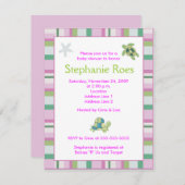 Turtle Bay Girly Stripe Babydusche 4,25 x 5,5 Einladung (Vorne/Hinten)