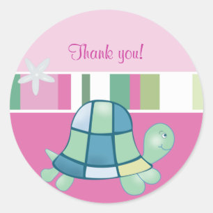 Turtle Bay Pink Runde Vielen Dank für Ihre Unterst Runder Aufkleber