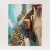 Turtle Beach Sand Tropical Palm Trees Ocean Foto Puzzle (Vertikal)