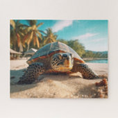 Turtle Beach Sand Tropical Palm Trees Ocean Foto Puzzle (Horizontal)