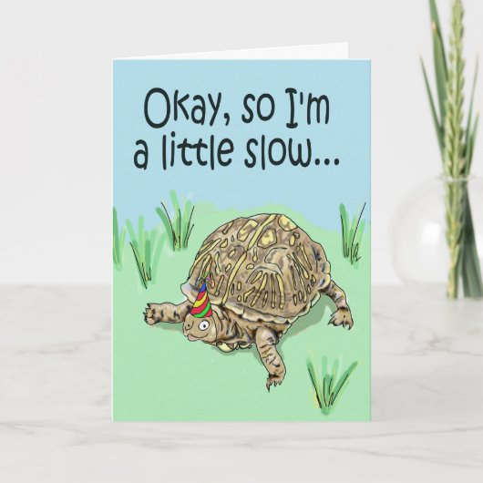Turtle Belated Late Happy Birthday Card Karte (Vorderseite)