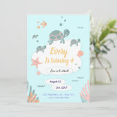 Turtle Birthday invitation under the sea invite Einladung (Stehend Vorderseite)
