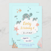 Turtle Birthday invitation under the sea invite Einladung (Vorne/Hinten)