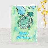 Turtle Birthday Karte (Gelbe Blume)