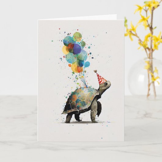 Turtle Birthday Party Grußkarte Karte (Gelbe Blume)