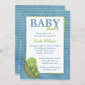 Turtle Blue Polka Dot Baby Dusche Einladungen (Vorne/Hinten)