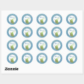 Turtle Blue Polka Dot Baby Dusche Runder Aufkleber (Blatt)