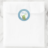 Turtle Blue Polka Dot Baby Dusche Runder Aufkleber (Tasche)