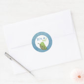 Turtle Blue Polka Dot Baby Dusche Runder Aufkleber (Umschlag)