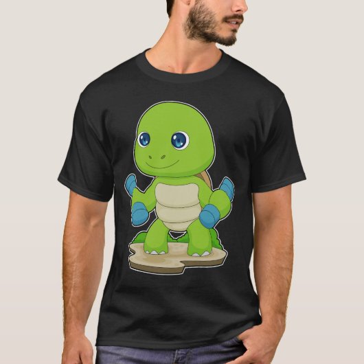 Turtle Bodybuilder Dumbells Bodybuilding T-Shirt (Vorderseite)