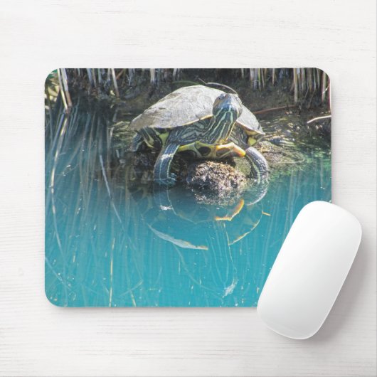 Turtle by Water mit Reflection Foto Lake Animal Mousepad (Mit Mouse)