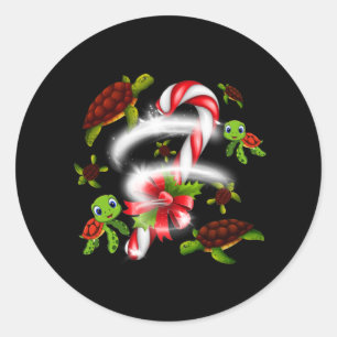 Turtle Candy Sweet Christmas Runder Aufkleber