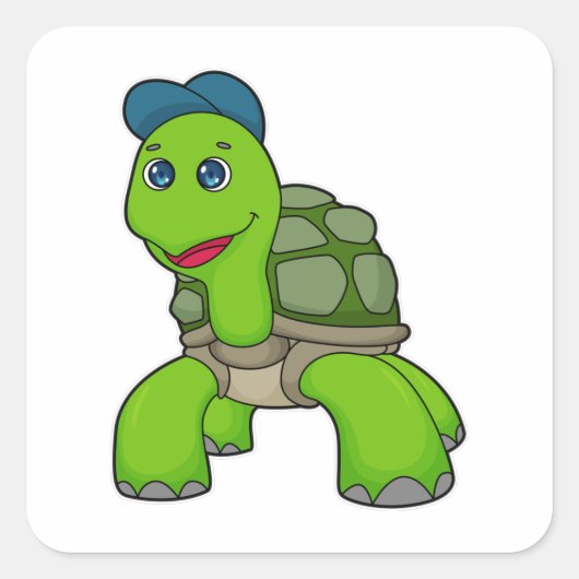 Turtle Cap Quadratischer Aufkleber (Vorderseite)