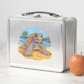 Turtle-Cartoon-Strand Metall Brotdose (Beispiel)