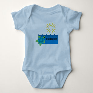Turtle Chillaxing Design - Baby Jersey Bodysuit Strampler