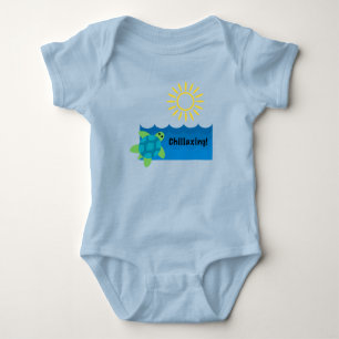 Turtle Chillaxing Design - Baby Jersey Bodysuit Strampler