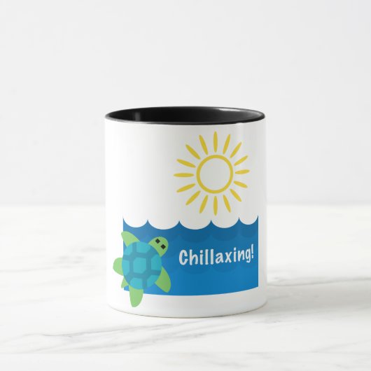 Turtle Chillaxing Design - Black 11 oz Combo Tasse (Zentrum)