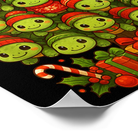 Turtle Christmas Tree Funny Turtle Xmas  Poster (Ecke)