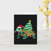 Turtle Christmas Tree Lights Weihnachtsmannmütze T Karte (Gelbe Blume)