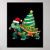 Turtle Christmas Tree Lights Weihnachtsmannmütze T Poster (Vorne)