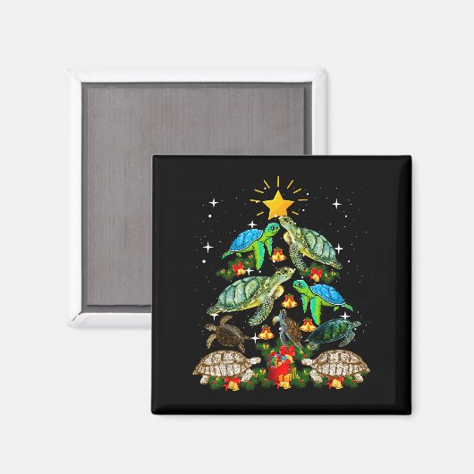 Turtle Christmas Tree Shirt  Magnet (Vorderseite/Rückseite)