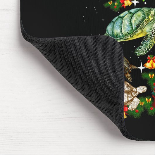 Turtle Christmas Tree Shirt Mousepad (Ecke)