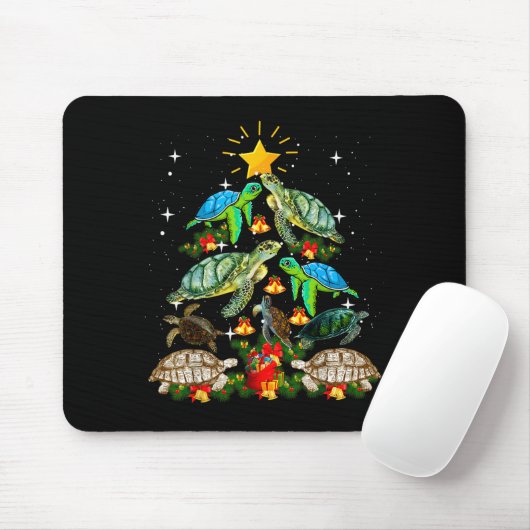 Turtle Christmas Tree Shirt Mousepad (Mit Mouse)