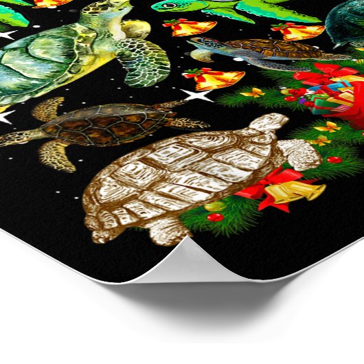 Turtle Christmas Tree Shirt Poster (Ecke)