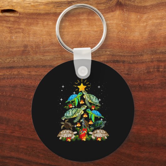 Turtle Christmas Tree Shirt Schlüsselanhänger (Vorderseite)