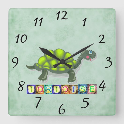 Turtle Clock Quadratische Wanduhr (Vorderseite)