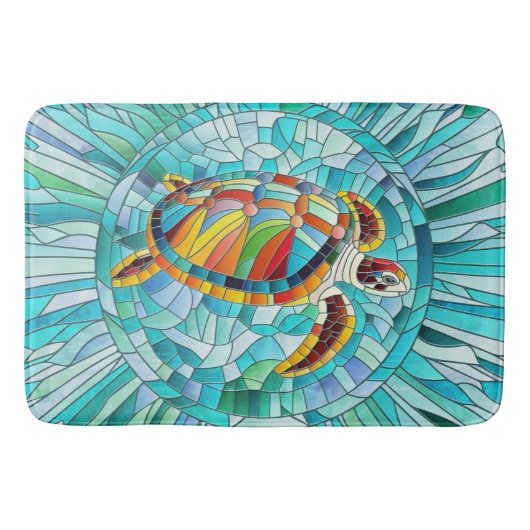 Turtle Colorful Mosaik Art Badematte (Vorderseite)