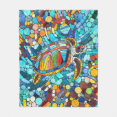 Turtle Colorful Mosaik Art Fleecedecke (Vorderseite)