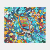 Turtle Colorful Mosaik Art Fleecedecke (Vorderseite (Horizontal))