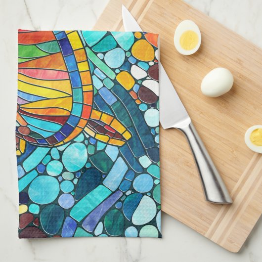 Turtle Colorful Mosaik Art Geschirrtuch (Viertel Falte)