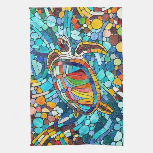 Turtle Colorful Mosaik Art Geschirrtuch (Vertikal)
