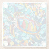 Turtle Colorful Mosaik Art Glasuntersetzer (Rückseite)